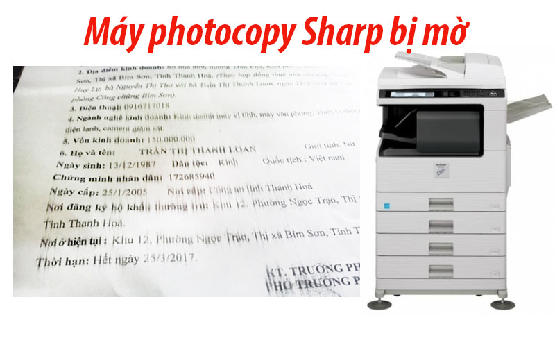 Máy photocopy sharp bị mờ