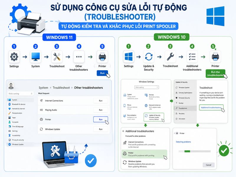 Sử dụng công cụ sửa lỗi tự động của Windows (Troubleshooter)
